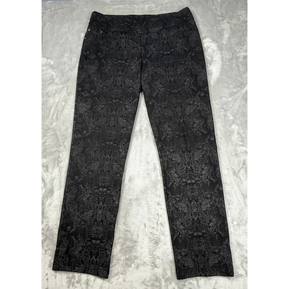 Soft Surroundings Womens Large Damask Jacquard Pull On Straight Leg Pants